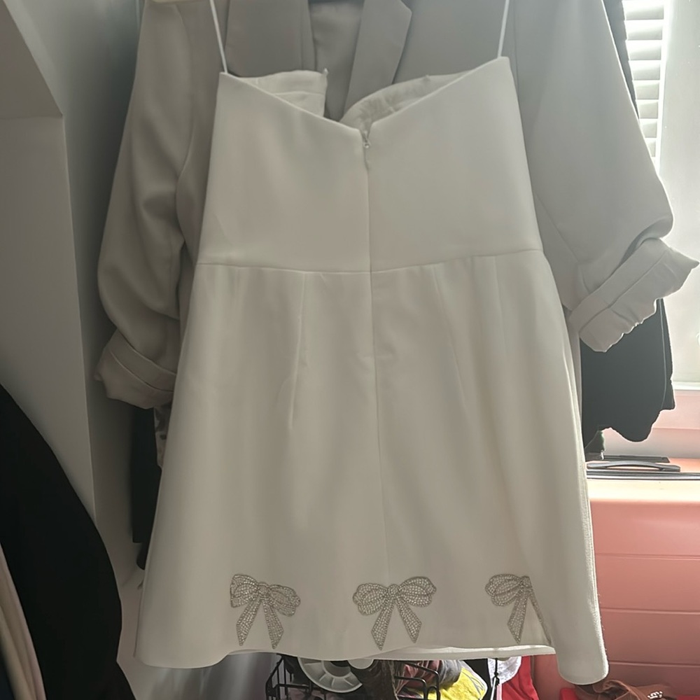 Never worn Helsi white crystal bow dress
